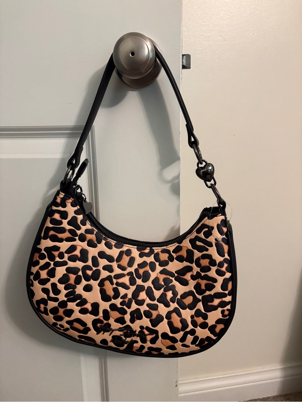 Betsy Johnson Leopard Print Mini Shoulder Bag in Beige and Black